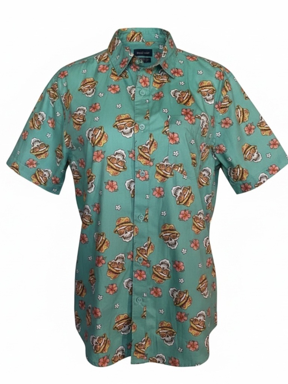 Retrofit Brand Men’s Small Teal Shirt with Skull and Floral print